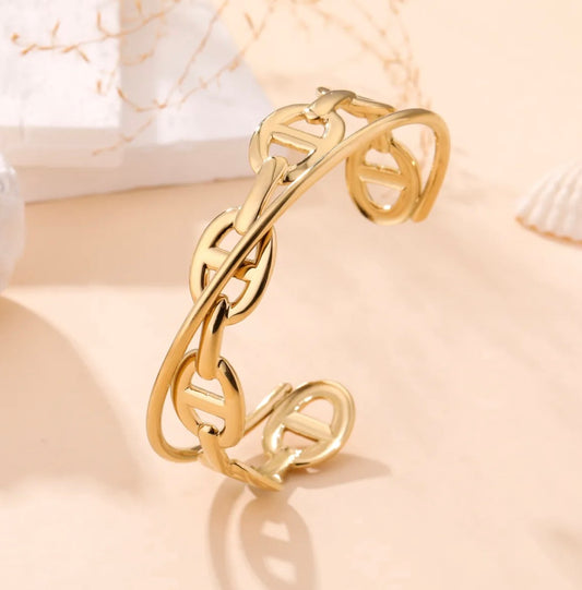 Manchette maille marine dorée – Acier inoxydable