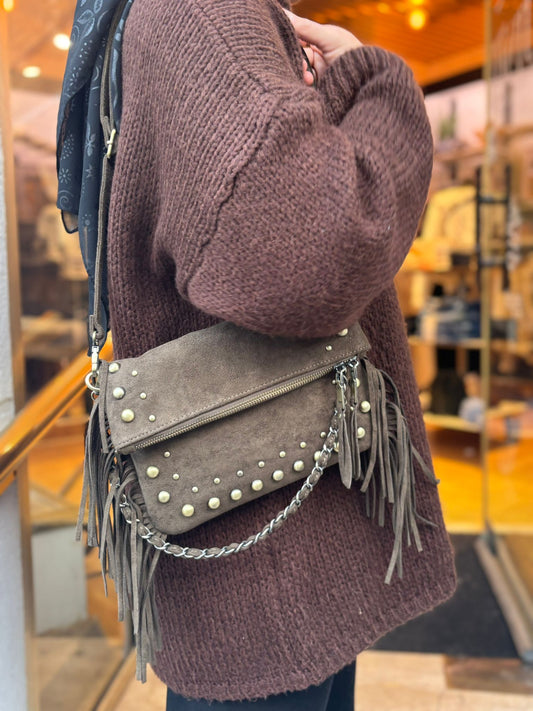 Sac a main cloutage marron