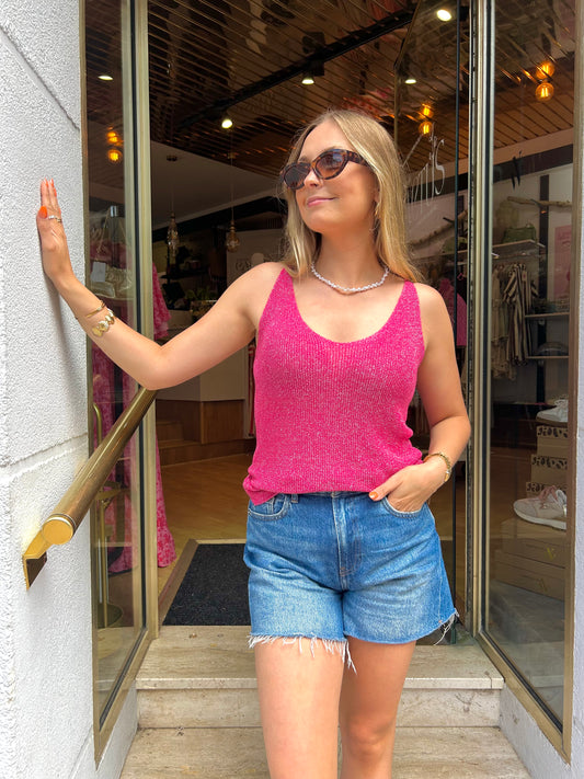 Débardeur lurex scintillant fuchsia