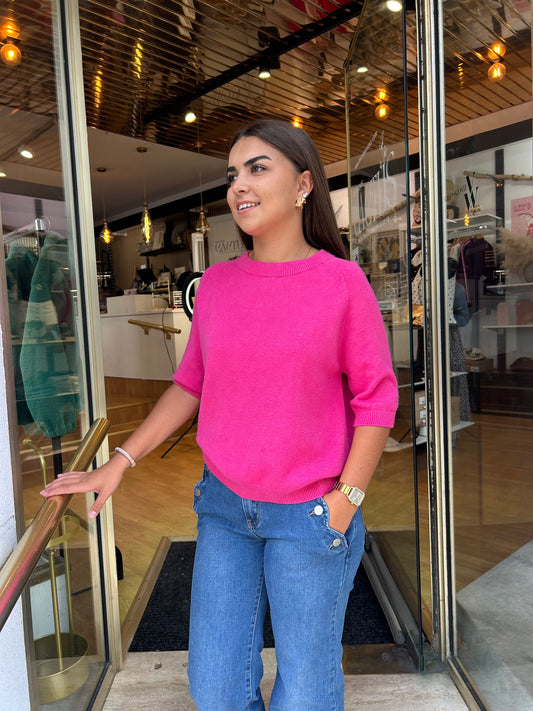 Pull maille fuchsia