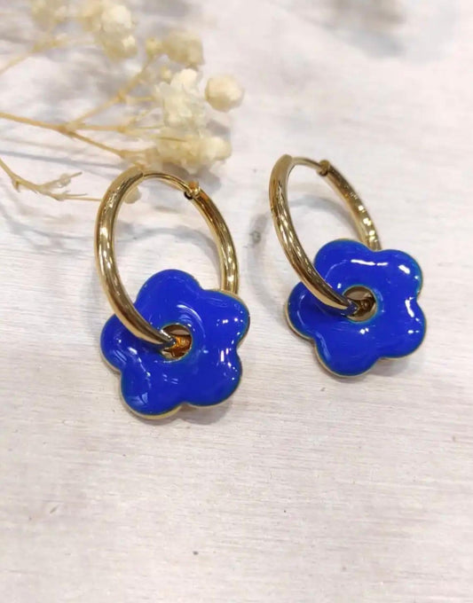 Boucle d’oreille Flowers bleu dur