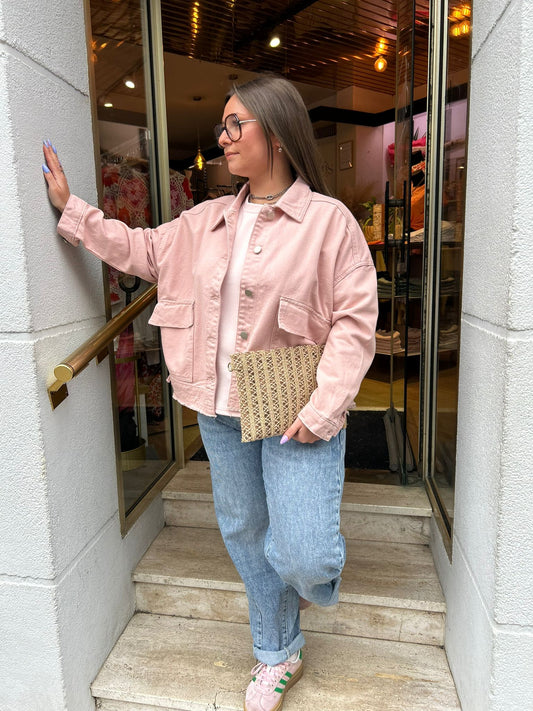 Veste en jean oversize - Rose