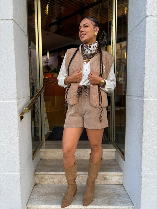 Gilet bouclette étiquette Elisabeth Beige