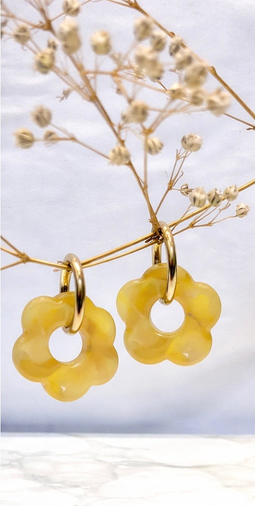 Boucle d’oreille  jaune acidulé