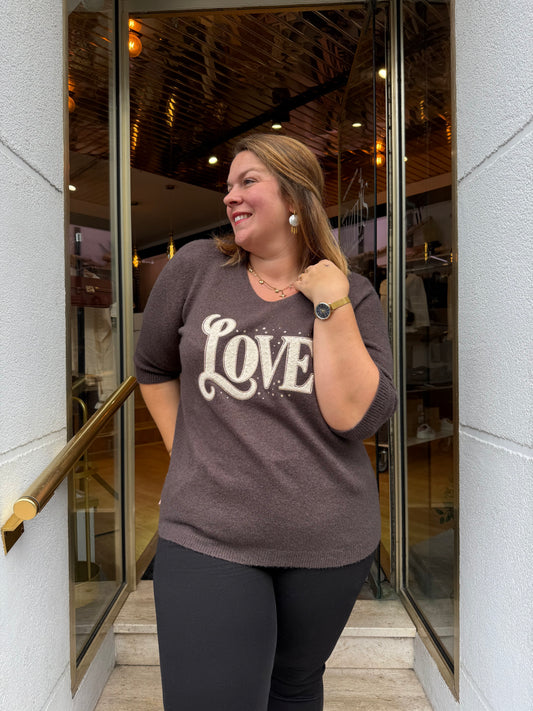 Pull Love manches courtes Chocolat
