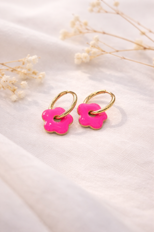 Boucle d’oreille Flowers Fushia