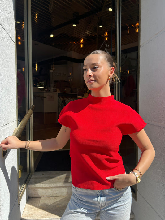 Top manches kimono rouge