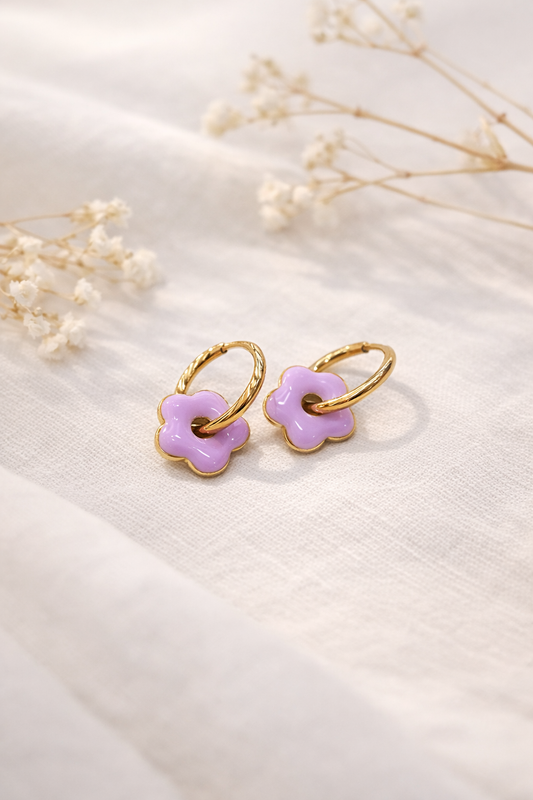 Boucle d’oreille Flowers Mauve