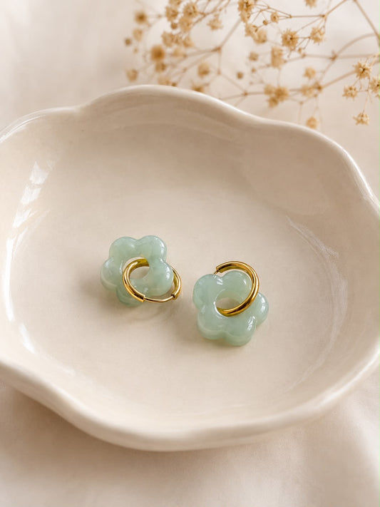 Boucles d'oreilles Fleur Jade