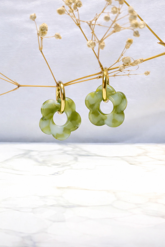 Boucle d’oreille sauge kaki