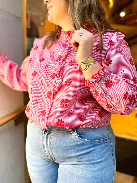 Curvy Chemisier fleuri rouge