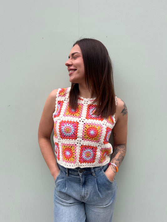 Haut crochet multicolore