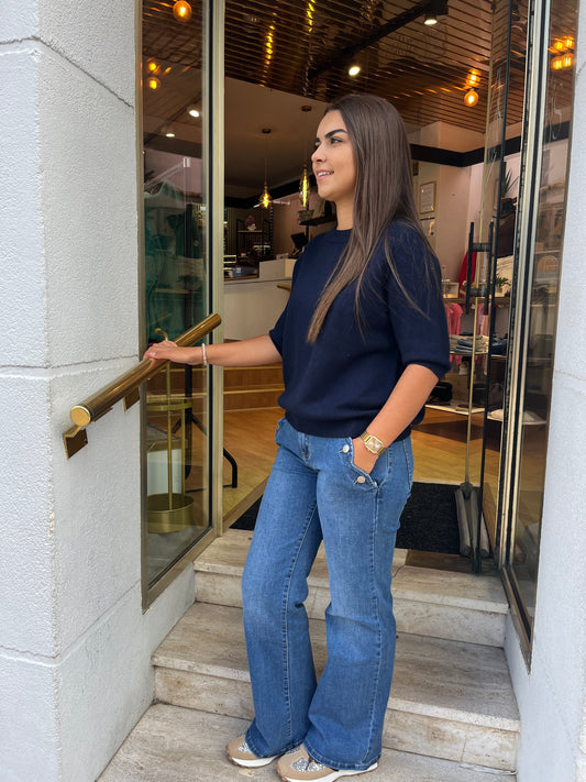 Pull maille marine