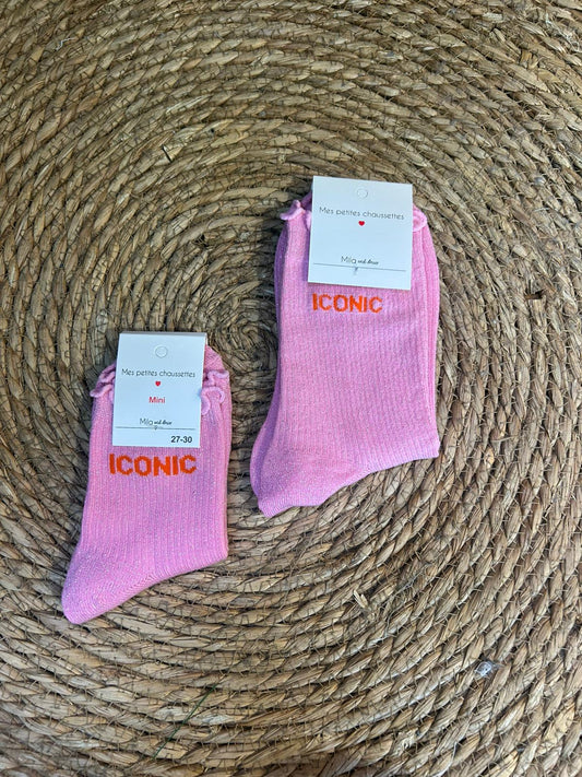 Chaussettes mère / fille rose