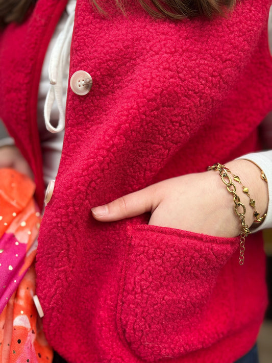 Curvy Gilet bouclette Esmee rouge