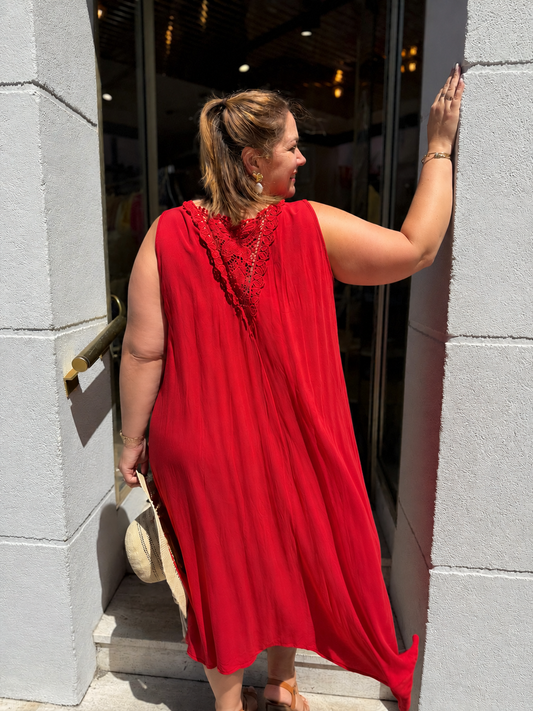 Robe Papillon Rouge – Dos Dentelle Papillon