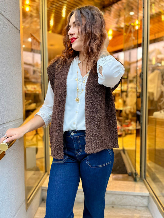 Gilet bouclette marron