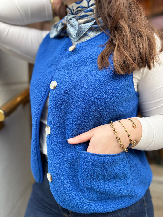 Curvy Gilet bouclette Esmee bleu dur