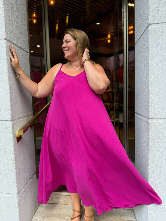 Robe bretelles Célestine magenta