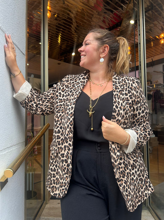 Veste blazer léopard grande taille