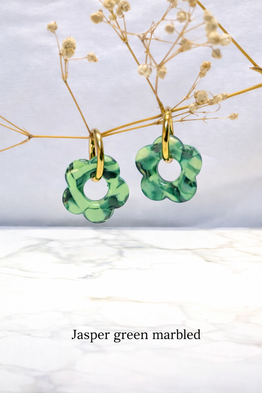 Boucle d’oreille vert marbre