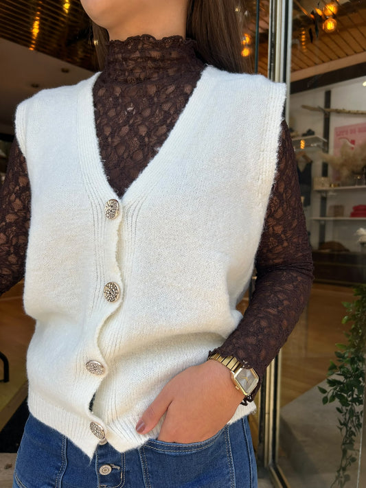 Pull sans manches Julia Écru