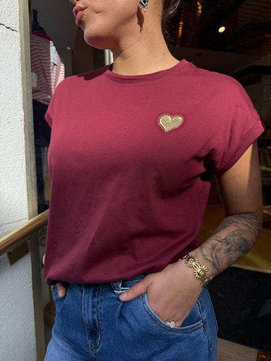 T-shirt Bordeaux Coeur