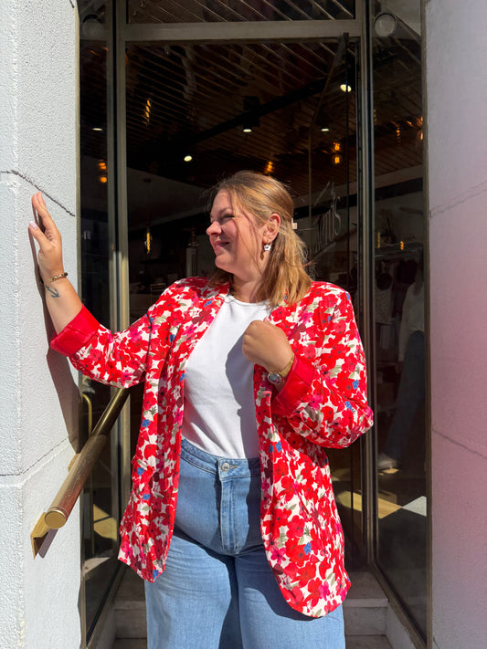 Blazer fleuri rouge