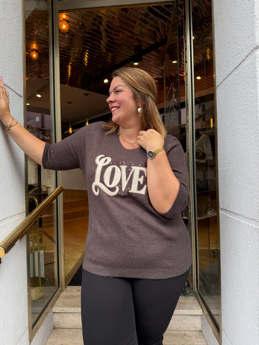 Pull Love manches courtes Chocolat