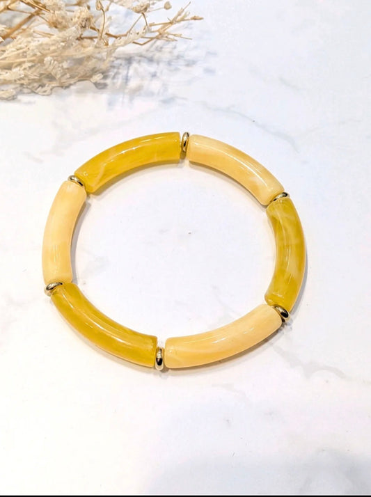 Bracelet élastique Jaune miel & Crème