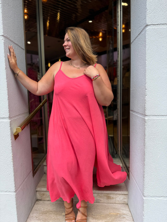 Robe bretelles Célestine corail