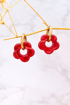 Boucle d'oreille rouge femme - Boutique Cactus