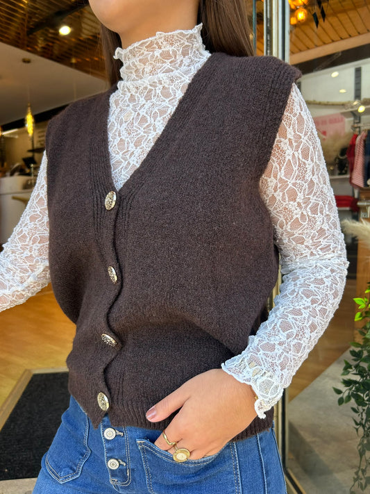 Pull sans manches Julia Chocolat