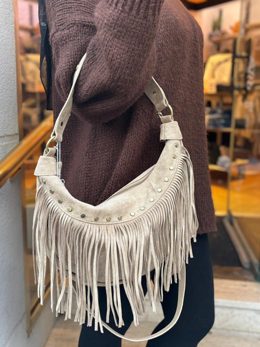 Sac a main franges beige