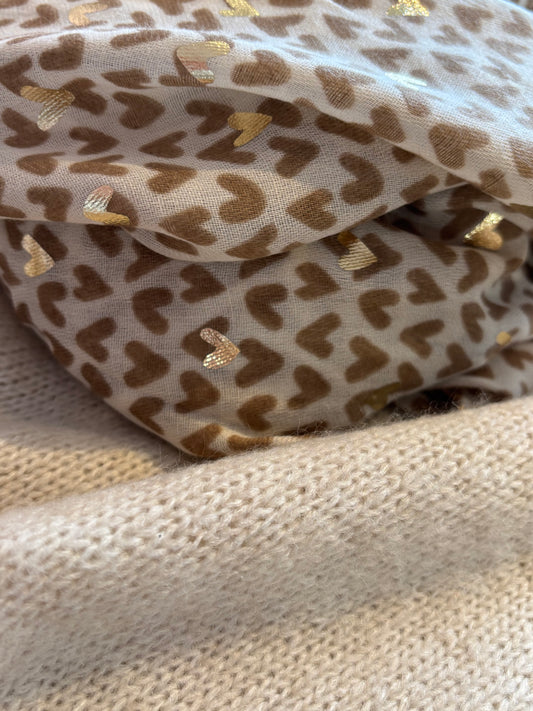Foulard  taupe coeur