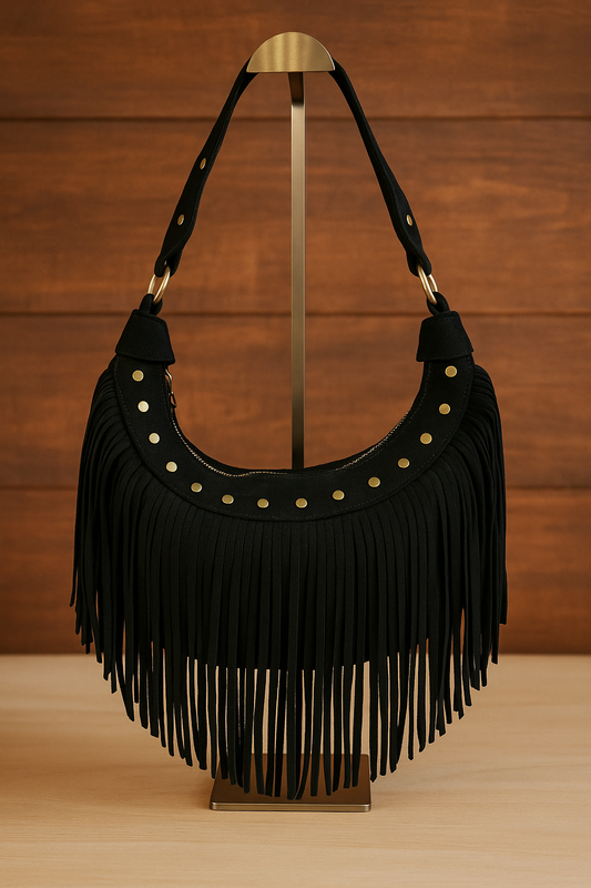 Sac a main franges noir