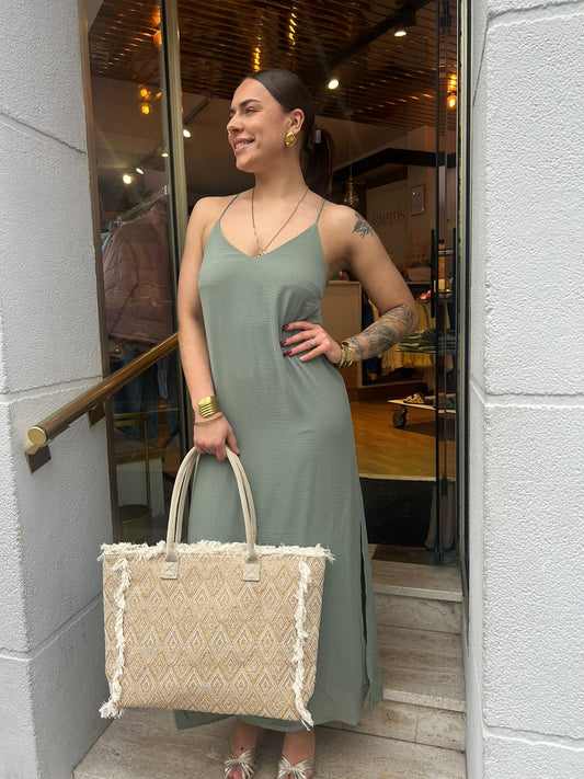 Robe a fines bretelles vert d'eau
