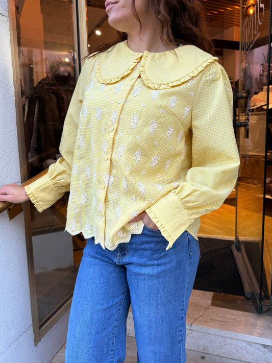 Chemisier jaune col claudine