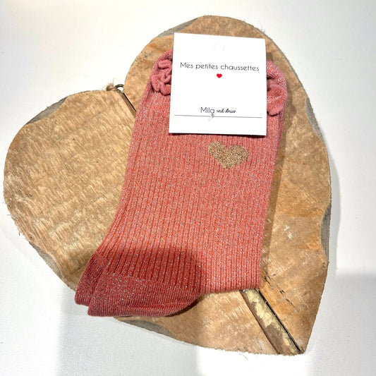 Chaussette cœur rose