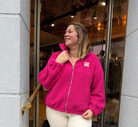 Veste polaire teddy zippée fuchsia