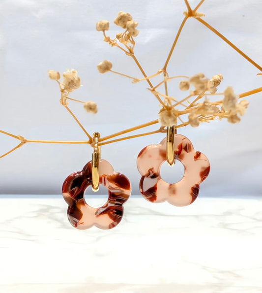 Boucle d’oreille rose bordeaux