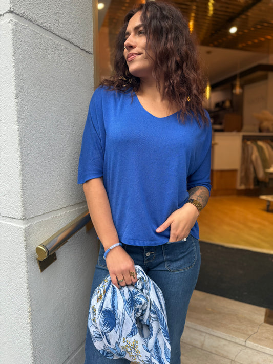 Maille bleu dur fine