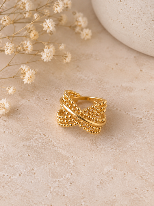 Bague martelée Georgia doré – Acier inoxydable
