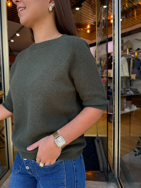Pull manches courtes Lisa kaki