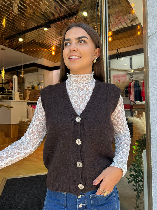 Pull sans manches Julia Chocolat