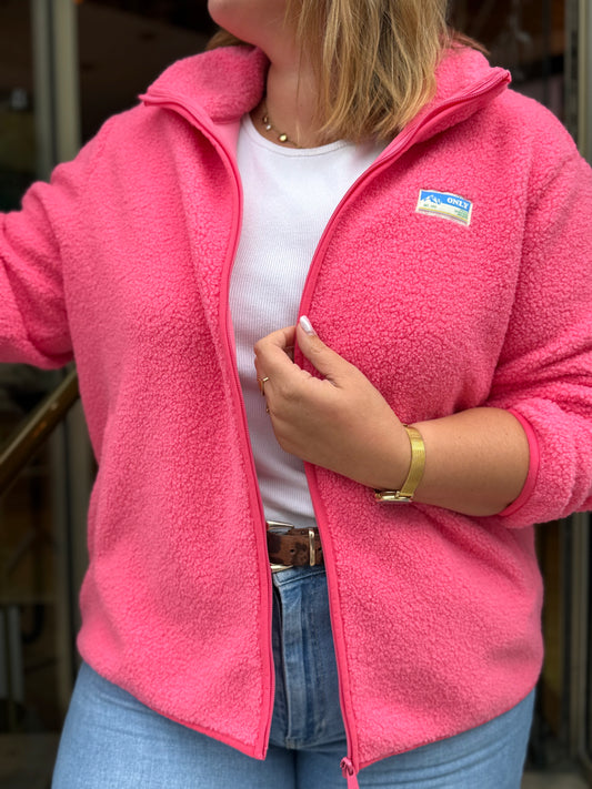 Veste polaire teddy zippée rose