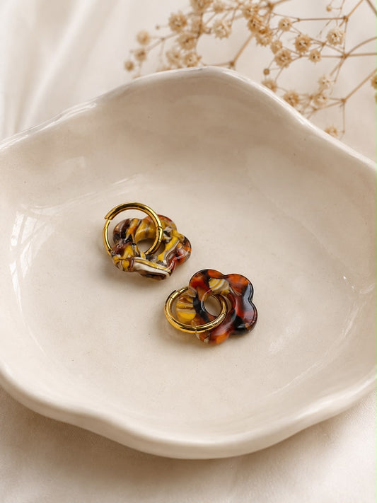 Boucles d'oreilles Fleur Ambre