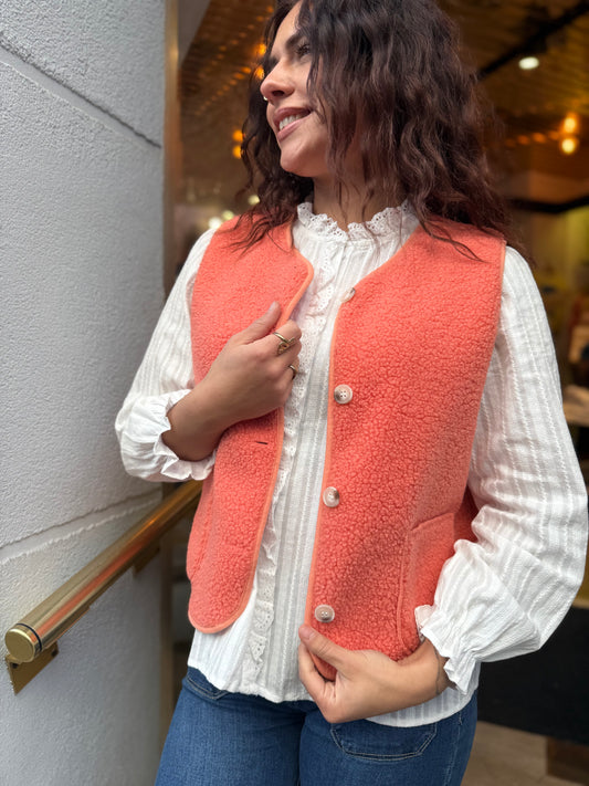 Curvy Gilet bouclette Esmee Corail