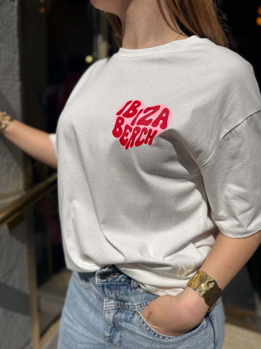T-shirt Ibiza Beach , Blanc