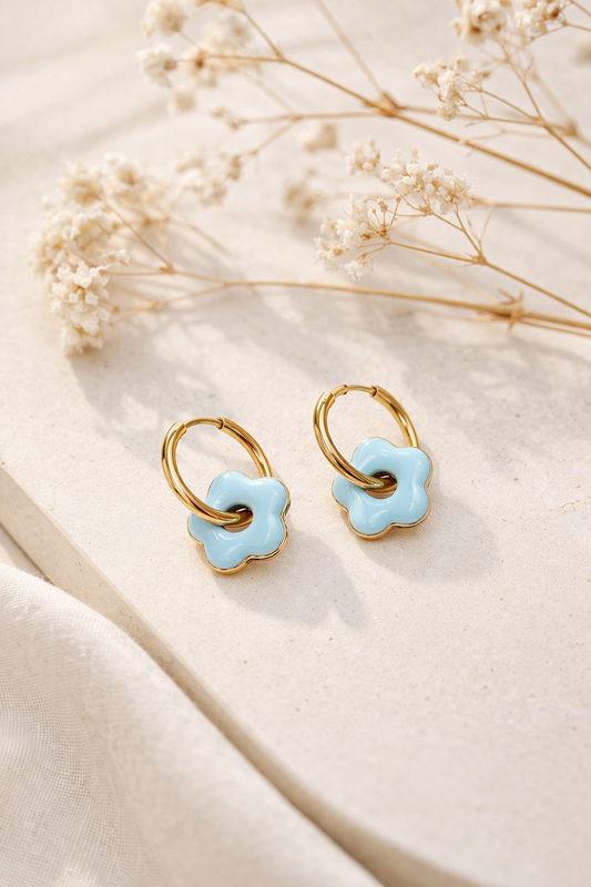 Boucle d’oreille Flowers Bleu ciel
